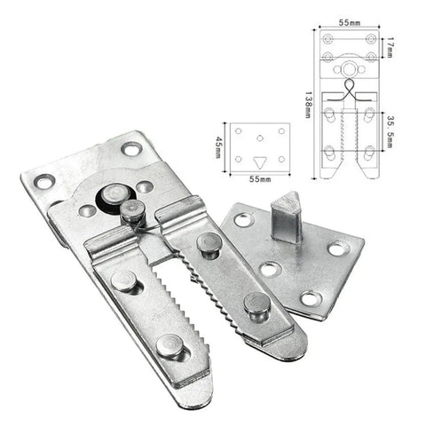 Straight Up Heavy Duty Sofa Connectors Snap Bracket Kit Locks Sectional Couch In Place Durable Steel Hinges close-up view of steel hinge brackets.