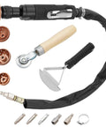 Air Tire Repair And Polishing Kit With Low Speed 2500 RPM Buffer and tools including patch roller, scraper, and tungsten buff heads.