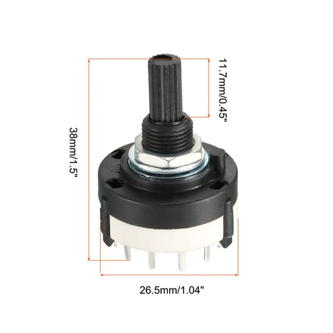 Dope Band Selector Rotary Switch With Knob 1 Pole 12 Throw, 1 Deck, 13 Pins, 38mm x 26.5mm rotary switch with 6mm shaft