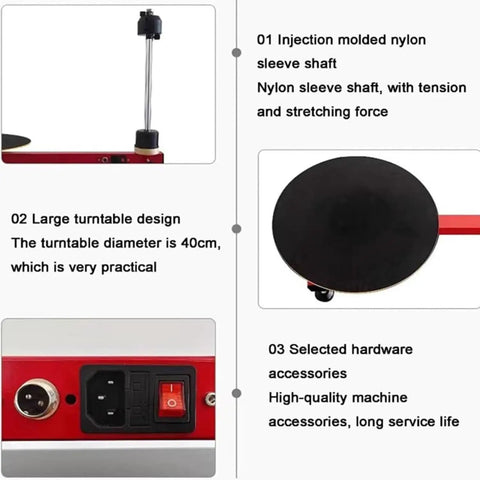 Heavy Duty Electric Stretch Film Packaging Machine With Quick Spin Turntable And Beast Mode Motor Drive showing nylon sleeve shaft and turntable details.