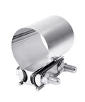 Stainless Steel Exhaust Clamp Band For 2.5 Inch Exhaust Pipe, Universal Widening Butt Joint Clamp, shiny metal finish