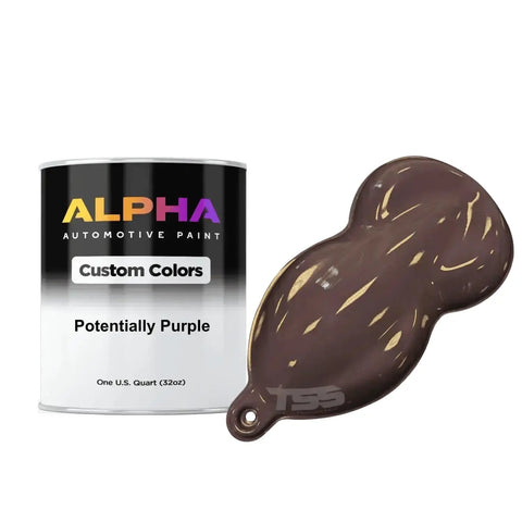 Watch Heads Turn When You Roll Out With This Potentially Purple Automotive Basecoat Paint Gallon Ready To Spray Mixed With Medium Reducer For A Dope Hot Rod Style Finish That Stands Out with paint sample next to quart can.