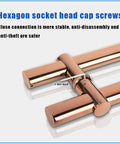 Copper-colored hexagon socket head cap screws on a stainless steel push pull door handle back to back rectangle for solid wood timber glass and steel doors ideal for entry exterior office use 59 inch length durable rust resistant 304 grade hardware.