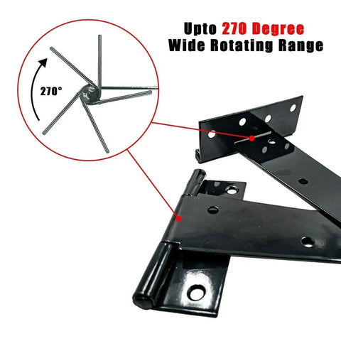 12 Piece 4 Inch Anti Rust Iron Shed Hinges with 270 Degree Rotation and Silent Hydraulic Buffer