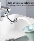 1080 Degree Rotating Faucet Aerator With Universal Splash Filter on bathroom sink, water flowing into a bowl