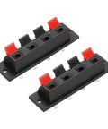 Four Way Spring Terminal Clip Push Release Connector Plate For Speaker Jacks And Diy Audio Upgrades Terminal Strip Block With Red Black Polarity 64mm Length 58mm Mounting Hole Distance 3.4mm Holes 2 Pack WP4 7