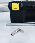 Kickass Replaceable Stainless Steel Freezer Door Hinge Anti-Rust Replacement For Small Refrigerator Model HW-02 on kitchen surface.
