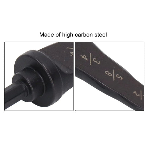 Close-up of Garosa 5 In 1 Multifunctional Electric Tube Expander High Carbon Steel Pipe Swaging Punch Tool measuring marks.