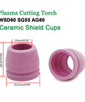 10 Pack SG55 AG-60 Cutting Torch Nozzles For WSD-60 Plasma Cutter Fits CUT-60 LGK50 50DX ceramic shield cups in pink.
