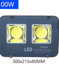 Heavy Duty Outdoor Led Floodlight With Ip 65 Waterproof Rating And Rechargeable Battery For Backyards Roofs And Driveways Built Tough As Nails Against Lightning Strikes Rock Solid Performance showcasing two 100W LED modules.