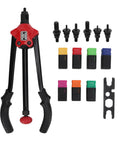 Pro Grade Rivet Nut Setter Kit Hand Blind Riveter Tool With Six Mandrels For Metal Wood Plastic Sheets Furniture Panels And Bike Accessories Durable All Metal Construction Rust Resistant Easy Operation, hand tool with six mandrels