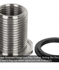 Beefy Heavy Duty Stainless Steel Bulkhead Tank Fitting 304, 1/2 Inch NPT Female On Both Ends To 3/4 Inch Garden Hose Male with Step Gasket