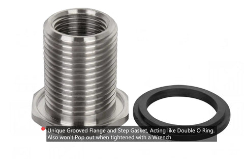 Beefy Heavy Duty Stainless Steel Bulkhead Tank Fitting 304, 1/2 Inch NPT Female On Both Ends To 3/4 Inch Garden Hose Male with Step Gasket