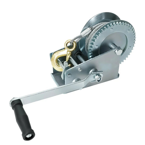 Beefy 3500 Lb Hand Winch With 33 Foot Cable Hardened Steel Dual Gear Manual Crank Winch For ATV RV Boat Trailer Truck Marine Use With Hook Built To Tackle Tough Lifts