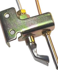Water heater pilot assembly with thermocouple and natural gas tubing, metal valve body, close-up view
