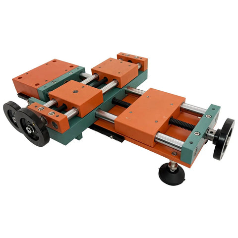 EQCOTWEA Mini Wood Lathe Benchtop Turning Machine With Dual Motors And Stepless Speed Control Up To 3000 RPM showing blue and orange frame.