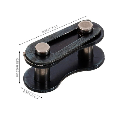 10 Pack Bicycle Chain Link Connector Single Speed Wheel Beefy Roller Steel No Drama Quick Fix Kit showing detailed measurement and design.