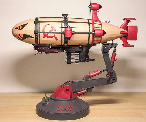 Kirov Airship Military Model Kit With ABS Plastic Build, Rotor And LED Lights, Red Alert 2 Inspired Collectible Diorama Build