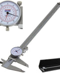 Durable 12 Inch 300 Mm Dial Caliper Stainless Steel Dual Reading Scale With Inch And Metric Hands Black And Red
