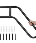 Heavy Duty 25 Inch U Shaped Outdoor Stair Hand Rail Wall Mount For One To Three Steps Patio Porch Entrance Metal Grab Bar With Non Slip Grip And Weather Resistant Design