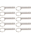 Versatile Emergency Whistle Kit 10 Pack Alloy Safety Whistles with keychains displayed on white background
