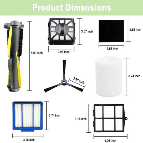 Robot Vacuum Accessories Kit For IQ Series Compatible With RV1001AE EZ AV911S AV1010AE RV1000 RV1001 AV970 AV993 AV1002AE dimensions