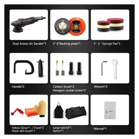 No Sweat 5 Inch Dual Action Polisher Buffer With Variable Speed Control and Heavy Duty Wool Sponge Pads for detailing accessories