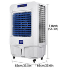 No Fuss Portable Evaporative Air Cooler, 3 Speed Swamp Cooler With Digital Timer And Deep Water Fill Tank, compact design with blue cooling vents.