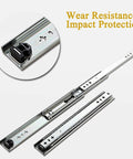 Heavy Duty 22 Inch Full Extension Drawer Slides With Ball Bearing Runners for Kitchen Cabinets, Silver Rails Close-Up