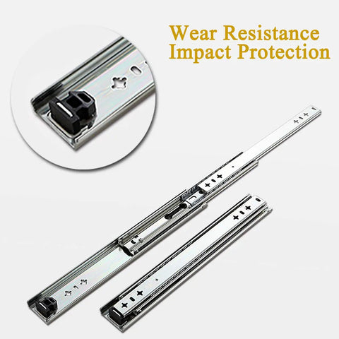 Heavy Duty 22 Inch Full Extension Drawer Slides With Ball Bearing Runners for Kitchen Cabinets, Silver Rails Close-Up