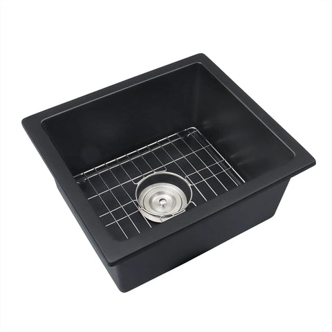 Top view of Black Bar Sink 16 By 18 Inch Undermount Granite Composite Wet Bar Sink For Kitchen Or Home Bar Scratch Resistant
