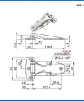 Tough As Nails Heavy Duty Refrigerator Door Hinges And Container Door Hinges Crafted From Solid 304 Stainless Steel Industrial Grade Hardware For Commercial Freezers And Cold Storage, technical drawing dimensions.