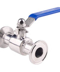 1.5 Inch Tri Clamp Ball Valve Stainless Steel 304 PTFE Lined 1 Inch Tube OD, close-up view