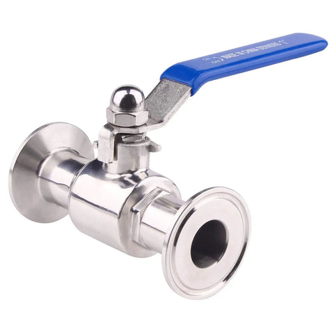 1.5 Inch Tri Clamp Ball Valve Stainless Steel 304 PTFE Lined 1 Inch Tube OD, close-up view