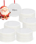 60-pack two-sided sublimation ceramic ornament blanks, 3-inch round white ceramic ornaments for DIY crafts, includes gold string