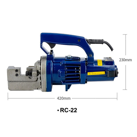 Heavy Duty Portable Hydraulic Steel Bar Shear Crimping Tool With Electric Power Key Start Switch for cutting and crimping tasks, side view.