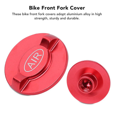 Two Pack Red Front Fork Covers for Mountain and Road Bikes, Electroplated Aluminum Shock Absorption Caps, top view