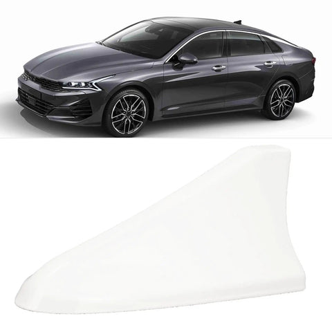Slick Fin Antenna Cover For Optima 2014-2020, Sonata 2015-2019 And G80 2015-2017 Without Sunroof White next to car