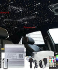 Bluetooth LED Fiber Optic Star Ceiling Light Kit With App Control And Remote Twinkle RGBW Meteor Starlight Headliner installed in car.