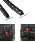 Vorn 2.4 350 3D Printer Cable Chain Set Open Tank Drag Chains installed on 3D printer, showing low noise operation, black PA66 nylon.