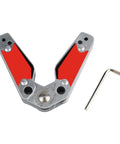 Heavy Duty Magnetic Welding Positioner Fixture With Adjustable Angles For Secure Metalwork, features a V-shaped design with red panels.