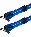 Two Pack 19 Inch Panel Clamps For Woodworking Adjustable From 2 To 17 Inch Wide Panels And 1 To 3 And A Half Inch Thick Boards Heavy Duty Steel With Scissor Couplings, blue clamps