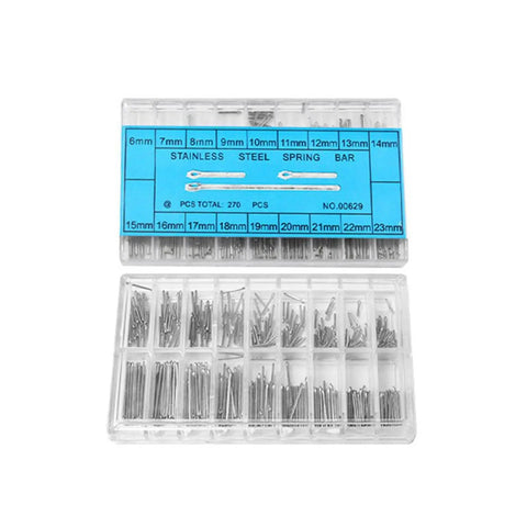 Pro Grade 270Pcs Watch Band Pins Replacement Kit 6 To 23 Millimeter Stainless Steel Link Pins And Spring Rod Tools For Watch Straps Durable Spare Parts Set For Men And Women, 270-piece organizer