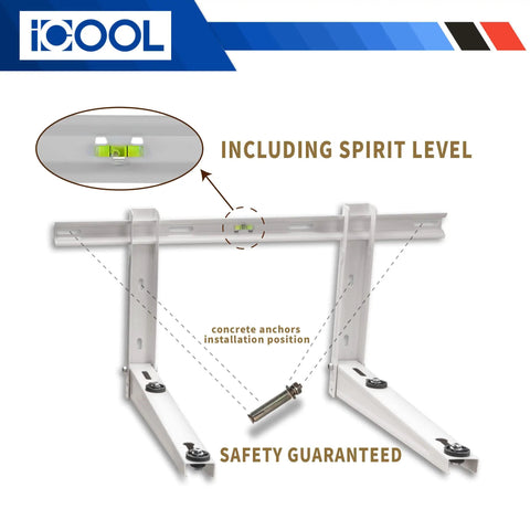Heavy Duty Mini Split Wall Mount Bracket For 9000 To 36000 BTU Universal Ductless AC And Outdoor Condenser with spirit level