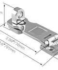 Marine Grade 316 Stainless Steel Door Hasps 2 Pack, 3 Inch Heavy Duty Swivel Safety Hasps with dimensions and polished finish