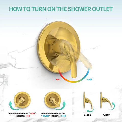 Brushed gold valve and trim kit from High Pressure 3 Way Rainfall Shower Faucet Set With 3 In 1 Shower Head And Handheld