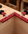 Real Deal 3 Piece 90 Degree Precision Right Corner Clamps Set Including 140mm Clamping Squares No Fuss Setup red clamp holding corner joint.