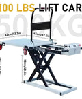 Heavy Duty Electric Scissor Lift Table, 660 Lbs Hydraulic Lifting Cart With Plug And Play Controls, side view with dimensions on lift cart