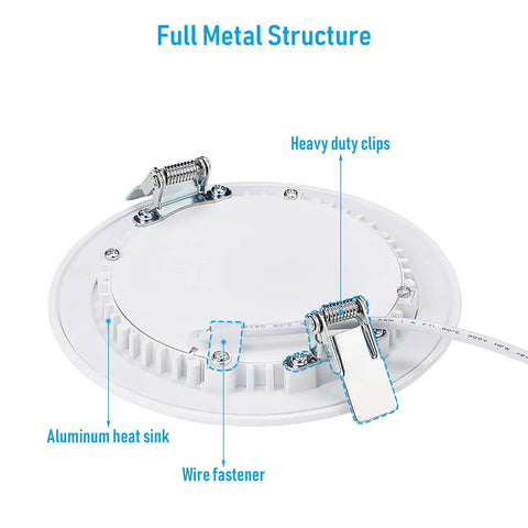 Ultra Thin 6 Inch LED Recessed Light Kit With Junction Box Pack Of 6 13.5W Dimmable Canless Ceiling Lights metal structure