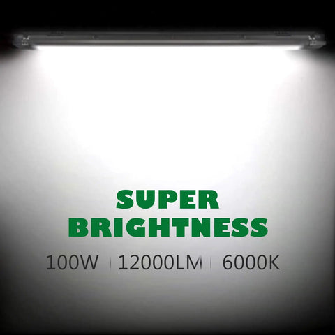 Eight Foot LED Vapor Tight Shop Light 100W 12000LM IP65 Waterproof displaying super brightness